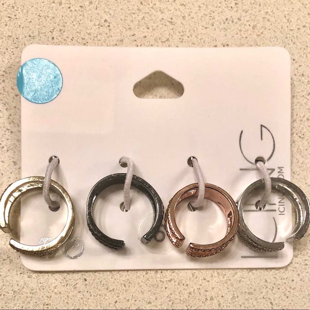 ICING Mixed Metal Set of 4 Basic Rings - Size: 6